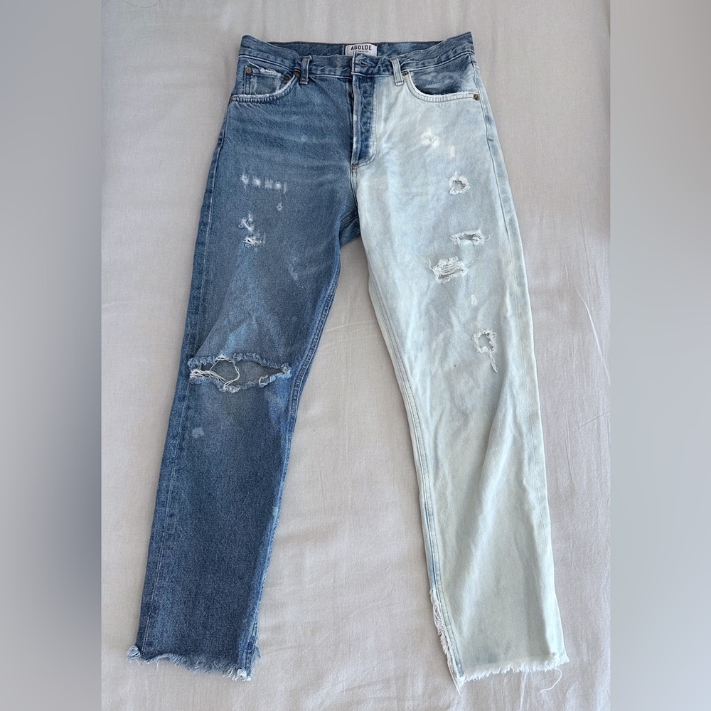 Agolde High-waisted Two-tone Bleached Jeans - Size 26